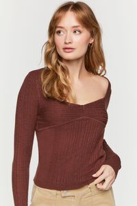 BROWN Fitted Cable Knit Sweater, image 1