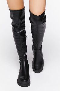 BLACK Over-the-Knee Lug-Sole Boots, image 4