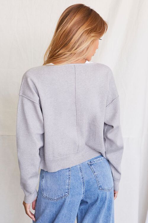 HEATHER GREY Ribbed Button-Front Cardigan Sweater, image 3