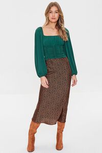 EMERALD Ruched Peasant Crop Top, image 4