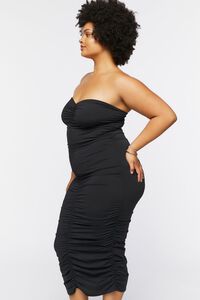 BLACK Plus Size Ruched Bodycon Midi Dress, image 2