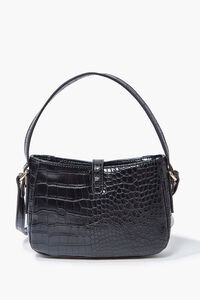 BLACK Faux Croc Leather Crossbody Bag, image 3