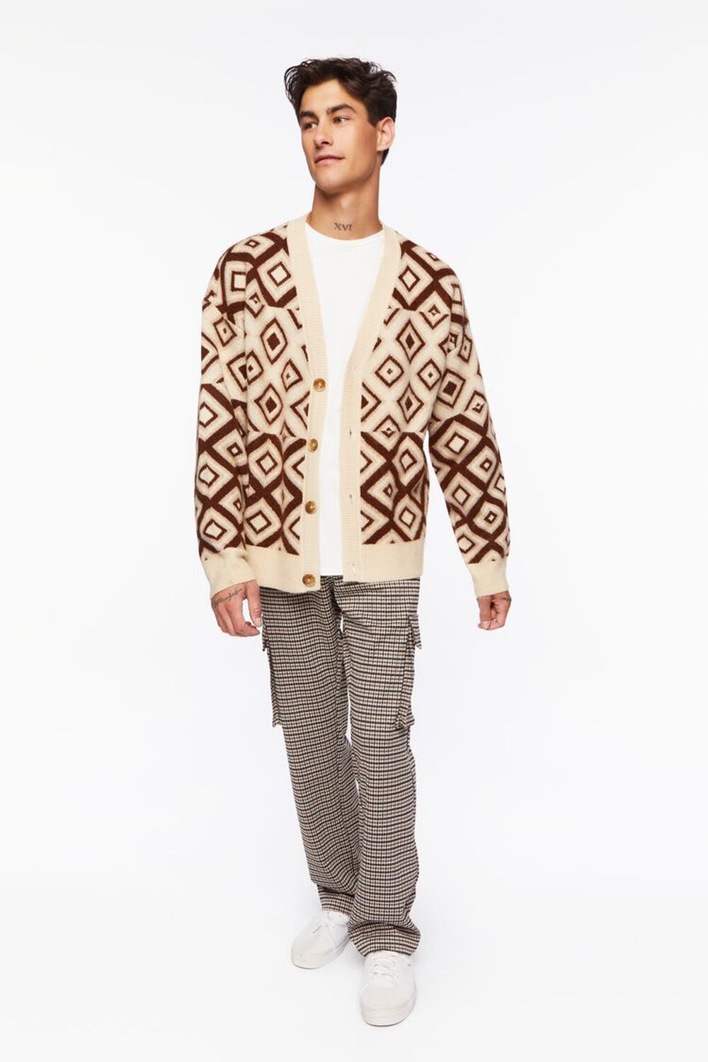 BROWN/MULTI Houndstooth Straight-Leg Trousers, image 1