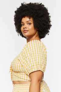 YELLOW GOLD/WHITE Plus Size Gingham Crop Top, image 2