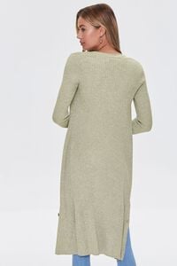 LIGHT OLIVE Ribbed Longline Cardigan Sweater, image 3