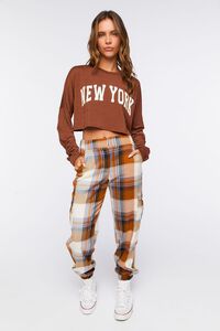 BROWN/CREAM New York Cropped Graphic Tee, image 4