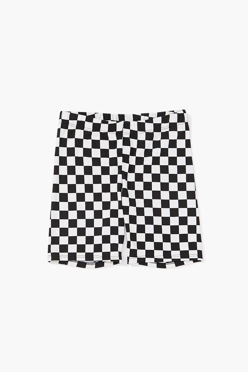 BLACK/WHITE Girls Checkered Print Shorts (Kids), image 1