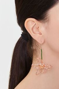 GOLD/PINK Beaded Flower Drop Earrings, image 1