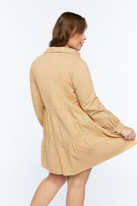 CAMEL Plus Size Tiered Babydoll Shirt Dress, image 3