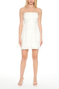 WHITE Strapless Eyelet Bustier Mini Dress, image 5
