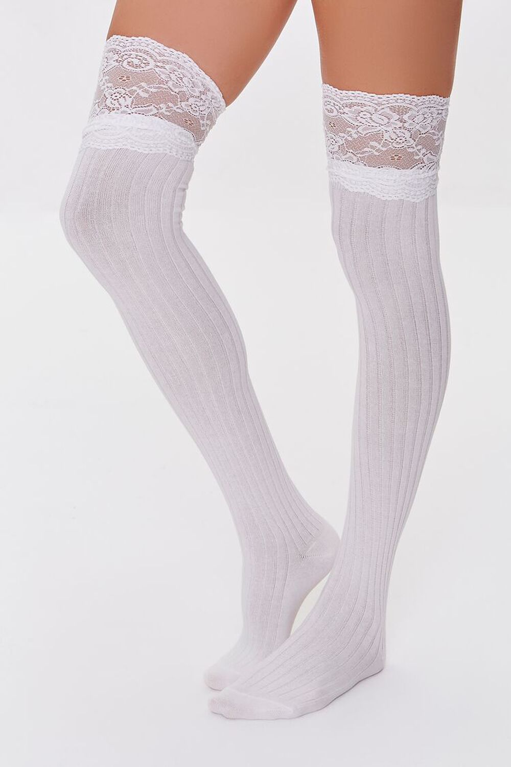 Lace-Trim Thigh-High Socks, image 2