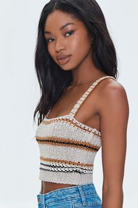 TAUPE/MULTI Crochet Sweater-Knit Cropped Cami, image 2
