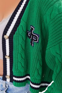 GREEN/NAVY Varsity-Striped Cardigan Sweater, image 6
