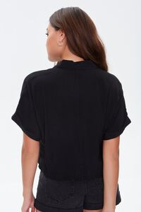 BLACK Crepe Boxy Pocket Shirt, image 3