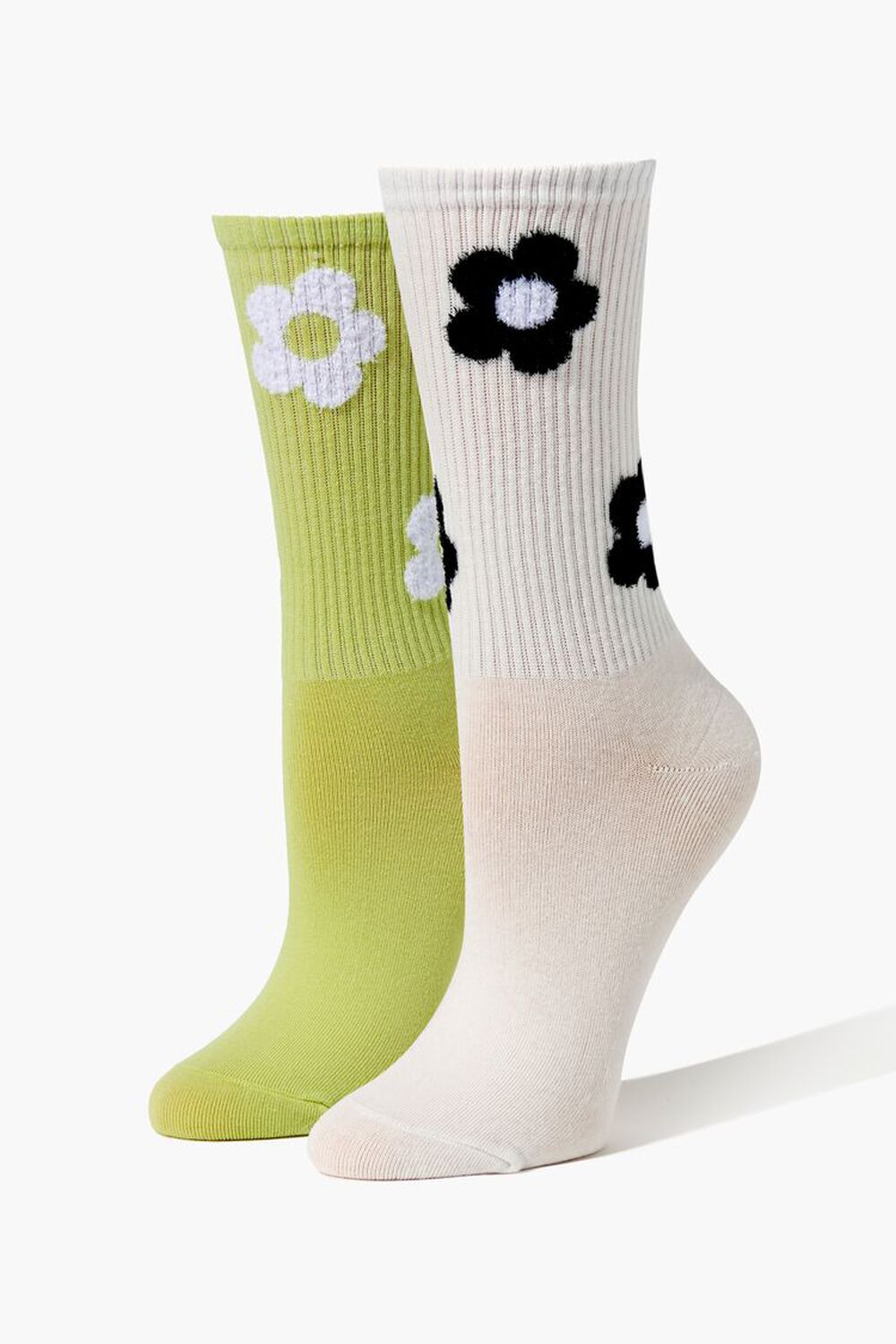Textured Flower Crew Sock Set - 2 Pack, image 1