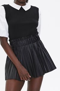 Pleated Faux Leather Mini Skirt, image 1