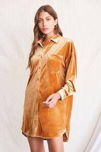 CAMEL Velour Mini Shirt Dress, image 1