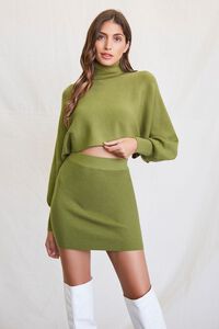 OLIVE Ribbed Sweater & Mini Skirt Set, image 1