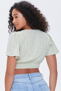 LIGHT GREEN/WHITE Floral Print Crop Top, image 3