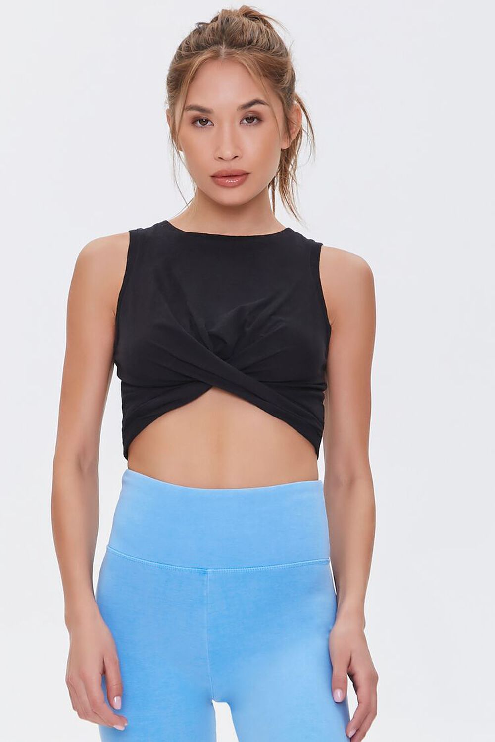 BLACK Active Cropped Tank Top, image 1