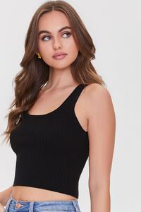 BLACK Ribbed Sweater-Knit Tank Top, image 2