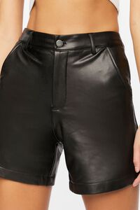 BLACK Faux Leather Bermuda Shorts, image 6