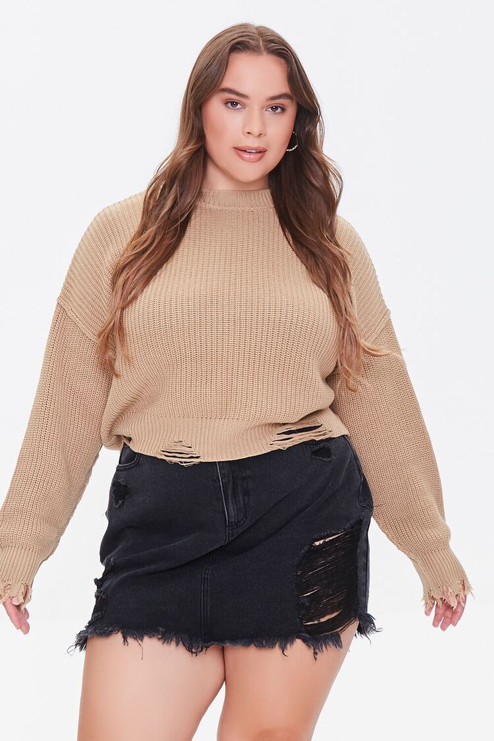 Plus Size Distressed Sweater, image 1