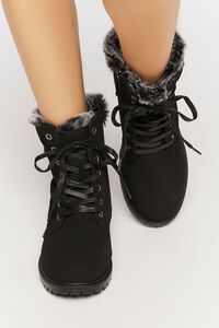 BLACK Faux Fur-Lined Ankle Booties, image 4