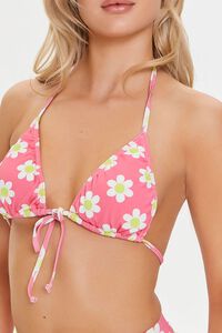 SUPER PINK/LIME Floral Triangle Bikini Top, image 4