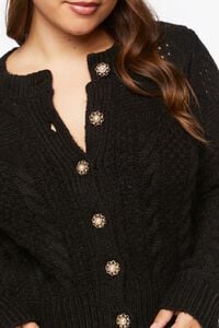 BLACK Plus Size Faux Pearl Cardigan Sweater, image 5