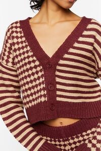 MERLOT/MULTI Mixed Print Cardigan Sweater, image 6