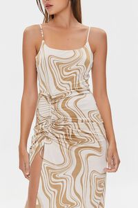 BROWN/MULTI Abstract Print Ruched Cami Dress, image 5