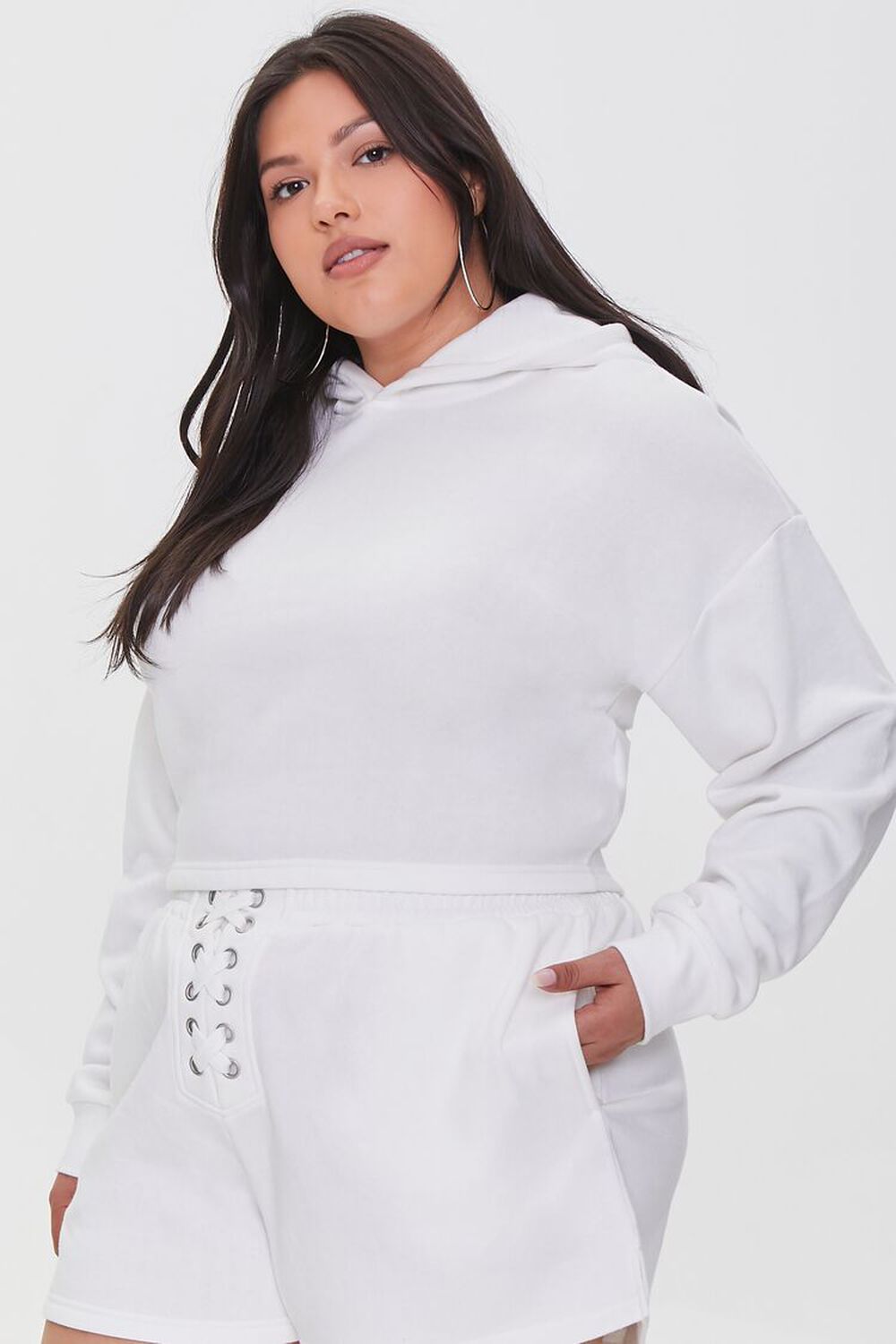 CREAM Plus Size Lace-Back Hoodie, image 1