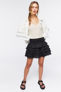 BLACK Tiered Ruffle Mini Skirt, image 5