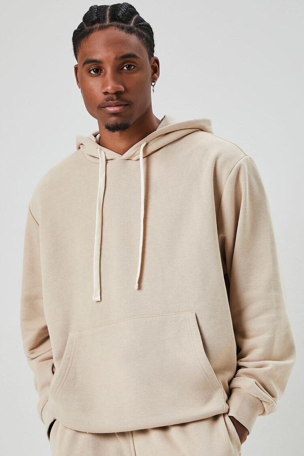 TAUPE French Terry Drawstring Hoodie, image 1