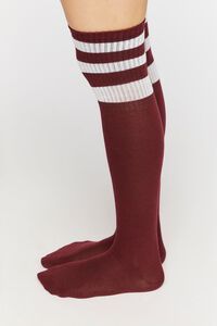BURGUNDY/MULTI Varsity-Striped Over-the-Knee Socks, image 3