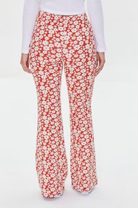 POMPEIAN RED /CREAM Floral Print Flare Pants, image 4