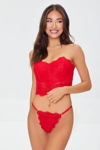 RED Eyelash Lace Thong Panties, image 1