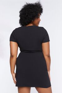 BLACK Plus Size Lace-Up Mini Dress, image 3