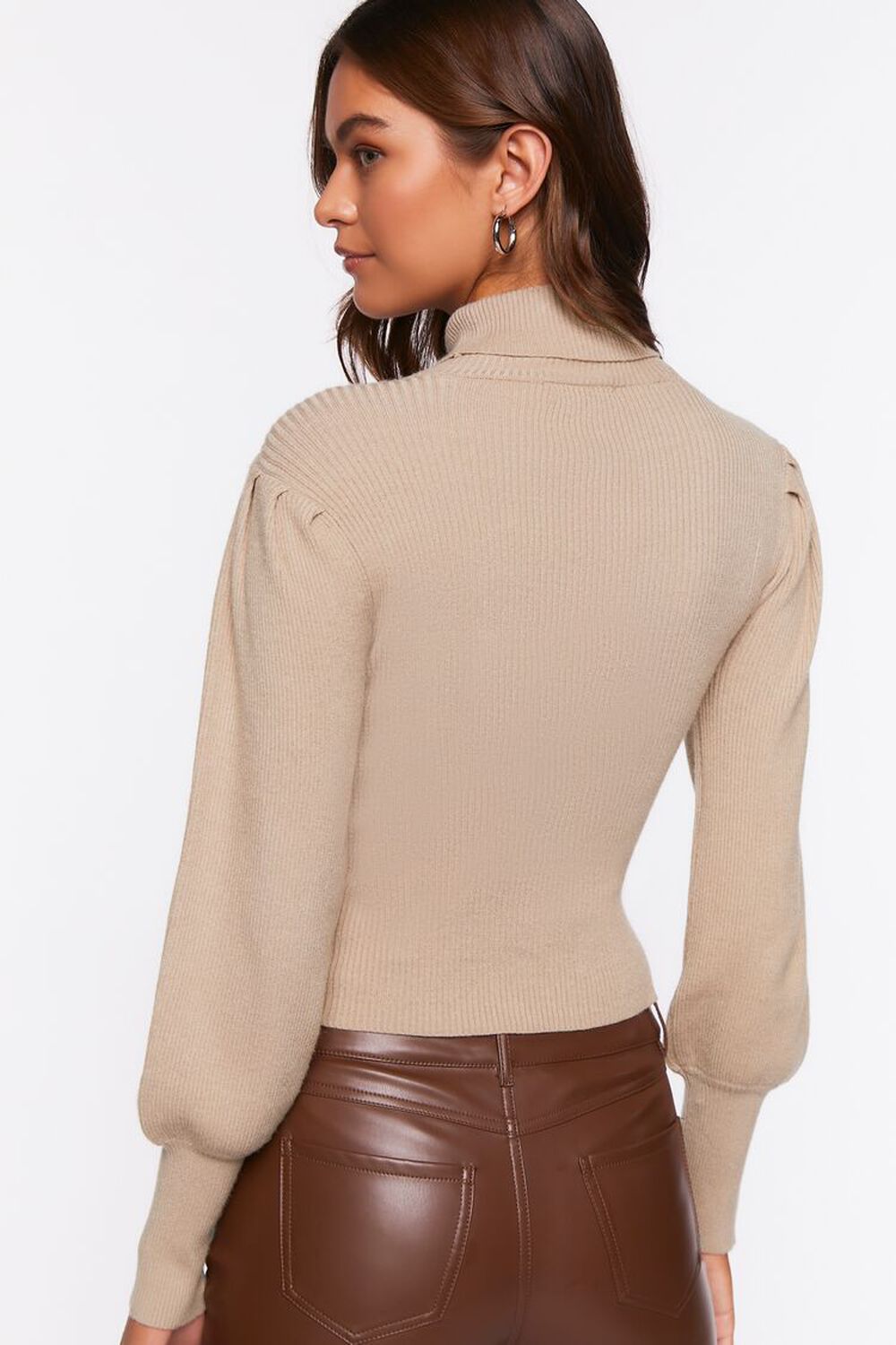 TAUPE Long-Sleeve Turtleneck Sweater, image 3