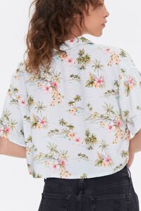 MINT/MULTI Tropical Print Cropped Shirt, image 4