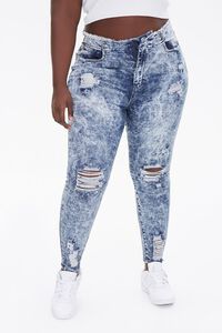 BLUE Plus Size Bleached Skinny Jeans, image 2