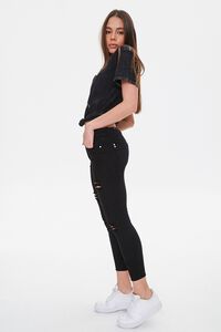 BLACK Distressed Cuffed Skinny Jeans, image 3