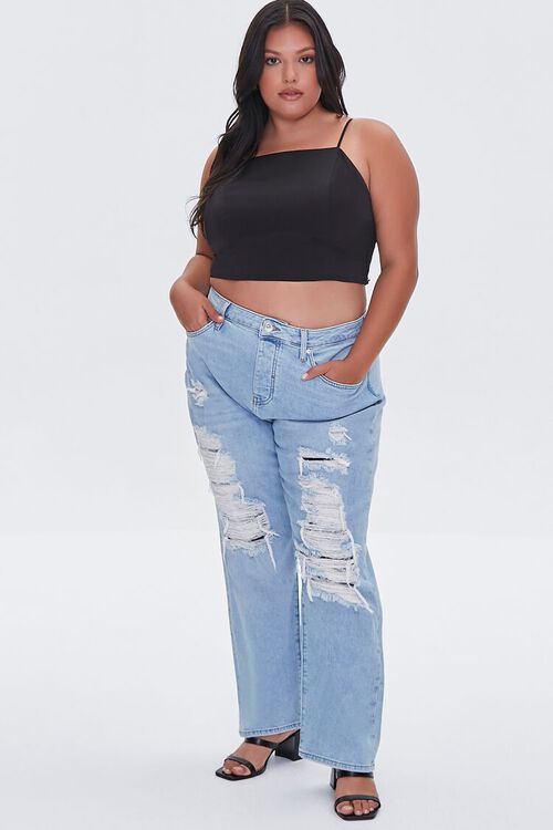 LIGHT DENIM Plus Size High-Rise Relaxed Jeans, image 1