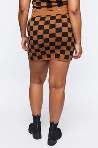 BLACK/BROWN Plus Size Checkered Sweater-Knit Mini Skirt, image 4