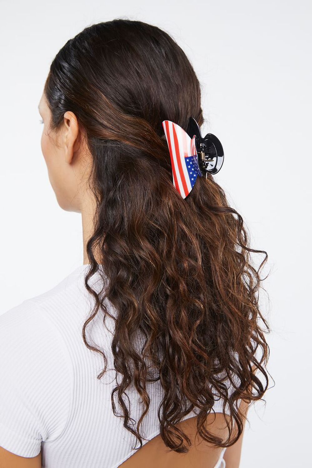 RED/BLUE American Flag Hair Claw Clip, image 1