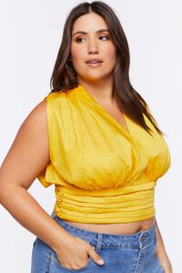 YELLOW GOLD Plus Size Pintucked Crop Top, image 2
