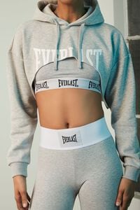 HEATHER GREY/WHITE Everlast Graphic Cropped Hoodie, image 5