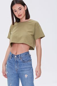 LIGHT OLIVE Cropped Crew Tee, image 1
