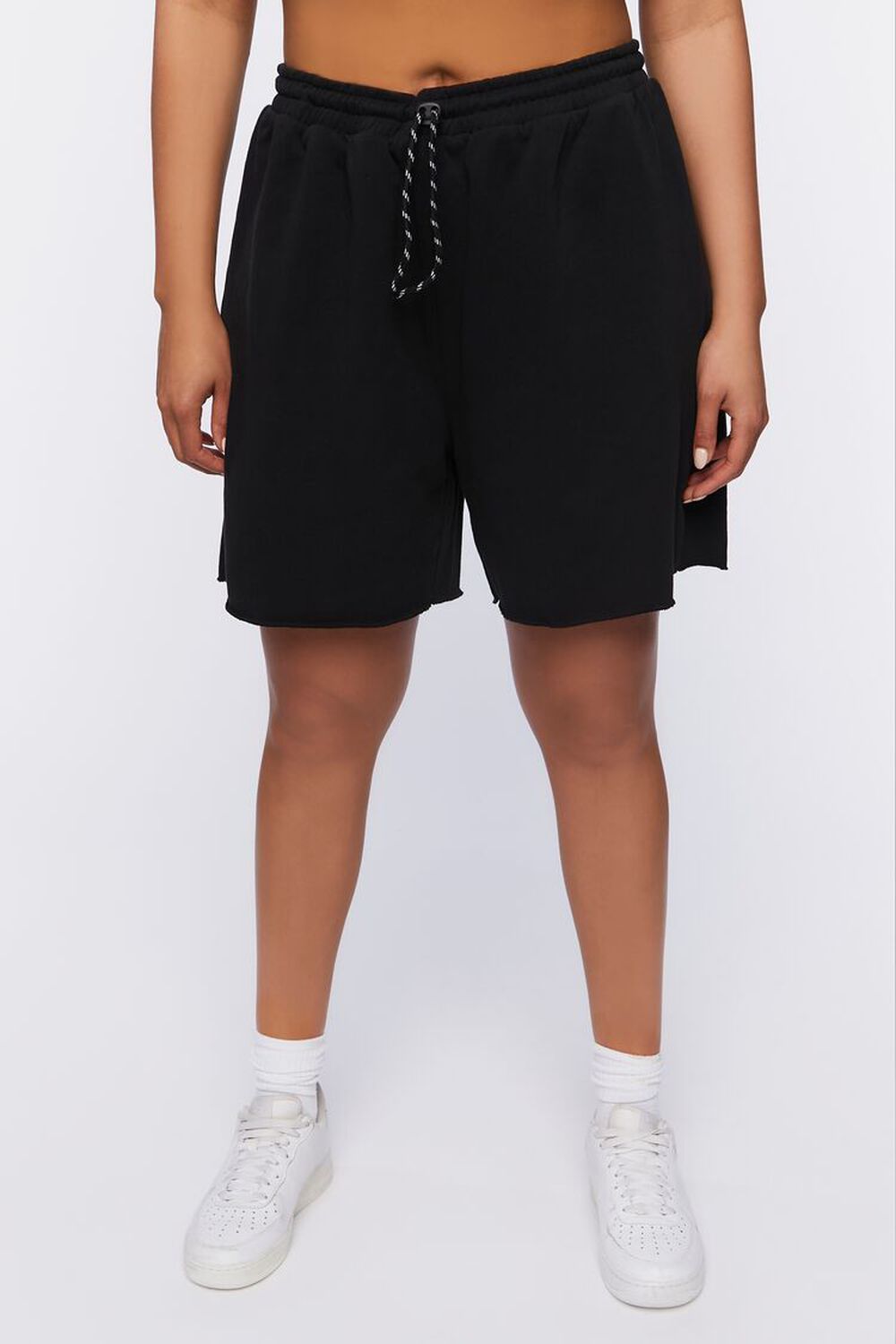 BLACK Plus Size Active Drawstring Shorts, image 2